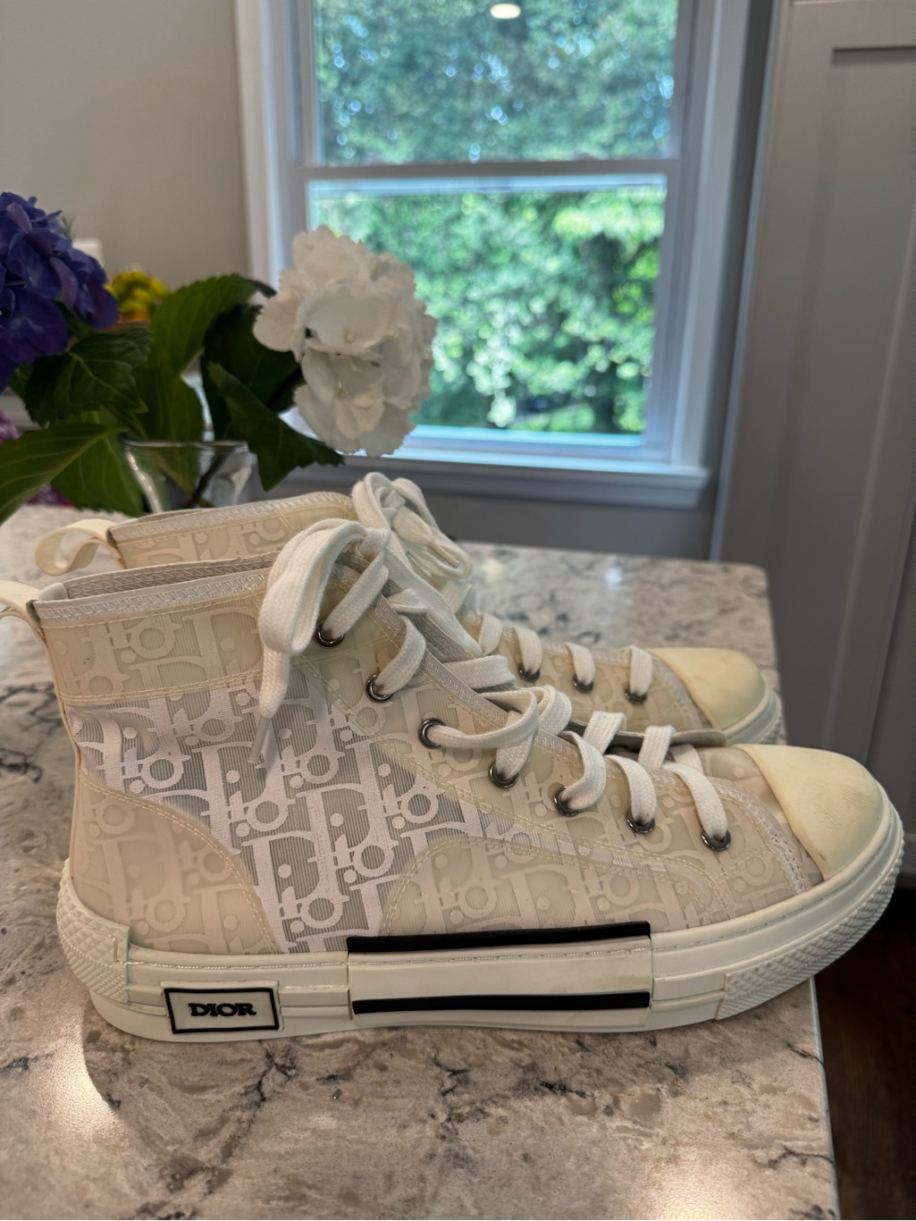 Dior White Oblique Mesh And Rubber B23 Sneakers Size 44 Eu Or Us 11